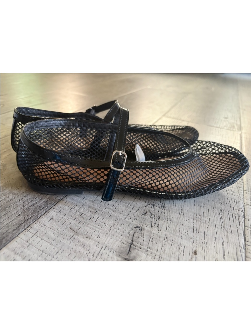 a new day Black Mesh Mary Jane Flats with Buckle